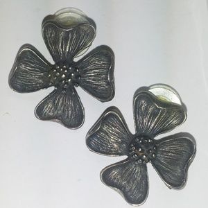HEAVY Sterling Dogwood Earrings